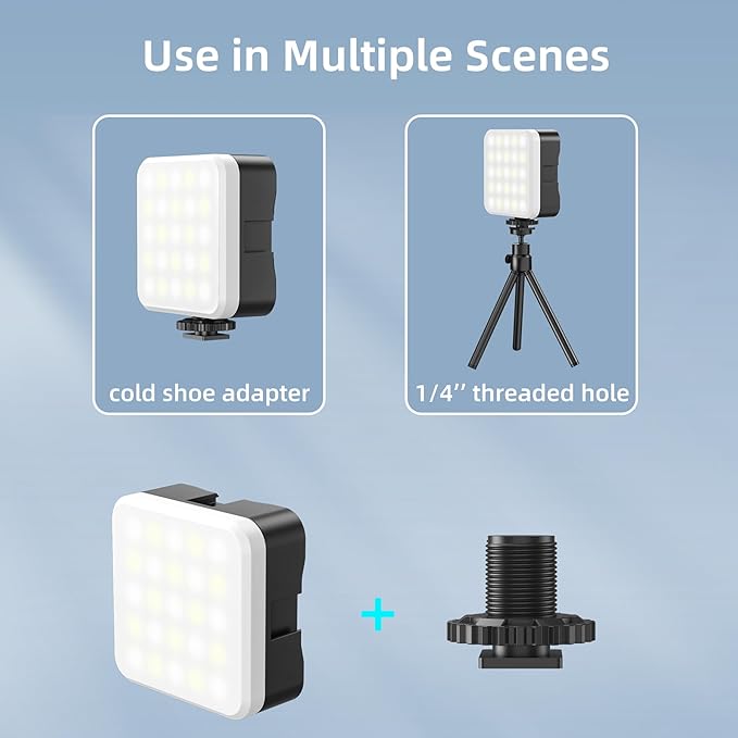 Zeadio LED Camera Video Light - 800LM Adjustable 3000K-7000K Color Temperature, CRI95 Portable Pocket LED Light for DSLR/Tabletop Filming/Selfie/Cell Phone/Photography, Pack of 1