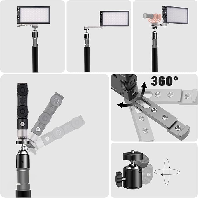 Pixel G1s RGB Video Light with APP Control, 12W 6400mAh 210 Minutes Rechargeable Battery LED Camera Light, 10 Common Lighting Effects, CRI≥97 2500-8500K LED Video Light with Aluminum Alloy Body