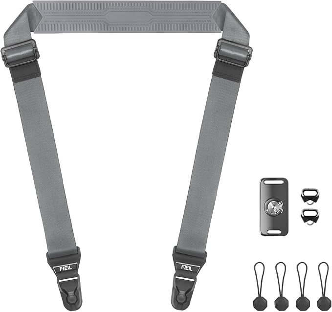 FIEIL Camera Shoulder Strap with Quick Release Plate, 1.5''Wide Universal Camera Neck Strap, Smooth and sturdy, Equipped with Comfortable Silicone Shoulder Pad for Photographers(Silver Gray)