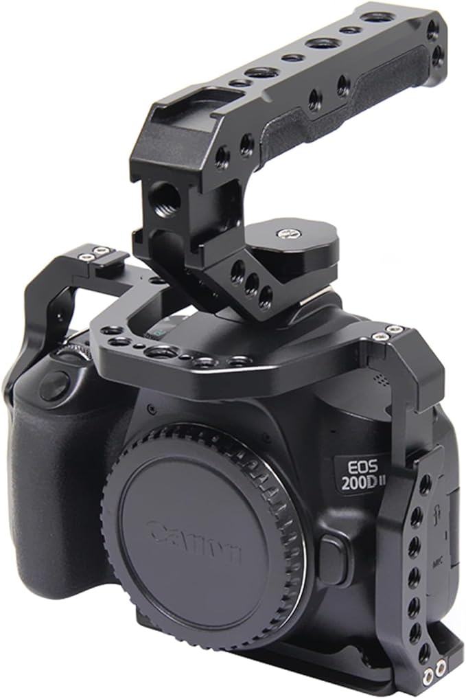 SUNLYTOUR Lightweight Camera Top Handle with 3/8" locating Pins for Camera Cage with ARRI Interface,Camera Top Handgrip with 3 Cold Shoe Interface to Mount Light/Microphone/Monitor