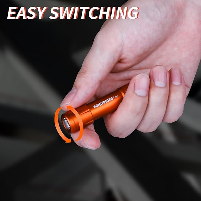 NICRON Mini Keychain Flashlight Mini Flash Light, 100 lumens Bright Key Ring Portable Pocket flashlights for EDC, Night Reading, Compact Key Chain Torch Keyring Lights, AAA Battery Included, Orange
