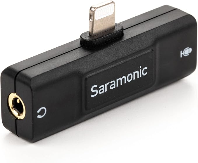Saramonic SR-EA2D Lightning Audio Interface with 3.5mm TRS or TRRS Mic Input and 3.5mm Headphone Out for Apple iPhones and iPads with Lightning, Black