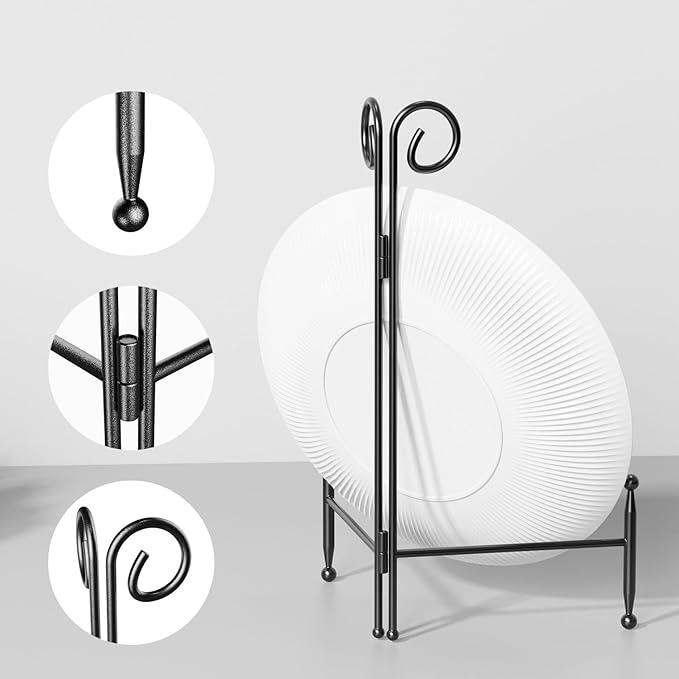 SVENJBB Plate Stands for Display, 8 Inch Plate Holder Display Stand, Black Picture Frame Stand for Table, Decorative Easel Stand for Photo, Art, Plates and Books