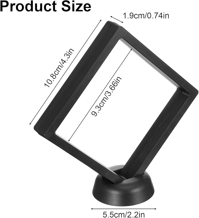 4 Pcs Floating Display Case Challenge Coin Holder Stand 3D Floating Frame PE Film Jewelry Storage Box Coins Black 3D Float Display Case for Antique Challenge Coins Medallion Shells 4.33x4.33 Inch