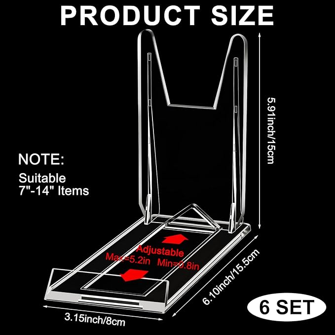 24 Pack 5.91 Inches Acrylic Book Stand for Display Adjustable Clear Display Holder Easel Collector Stand for Home Office Comic Album Cd Magazine Postcard Artworks (5.91 x 6.1 x 3.15 Inch)
