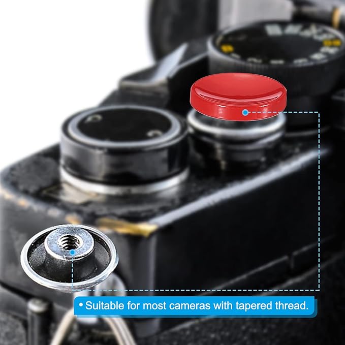 PATIKIL Camera Shutter Button, 2 Pack Soft Shutter Release Button Pure Copper Camera Button Concave, for Nikon for Fujifilm for Leica Black/Golden