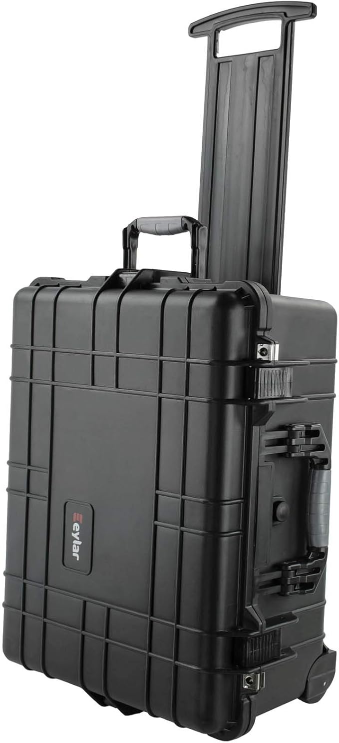 Eylar Medium 24" Protective Roller Camera Hard Case for Cameras, Drones, Tools, and AV Equipment with IP67 Waterproof, Shock Resistant, and Customizable Foam Inserts (Black)