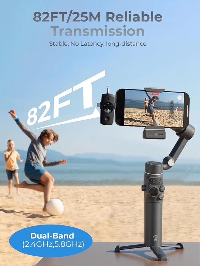 Wireless Lavalier Microphone for iPhone 3-in-1 Mini Mic with 20H Battery & 80ft Range - DSP Noise Cancellation, Smart Modes for Content Creators Live Streaming