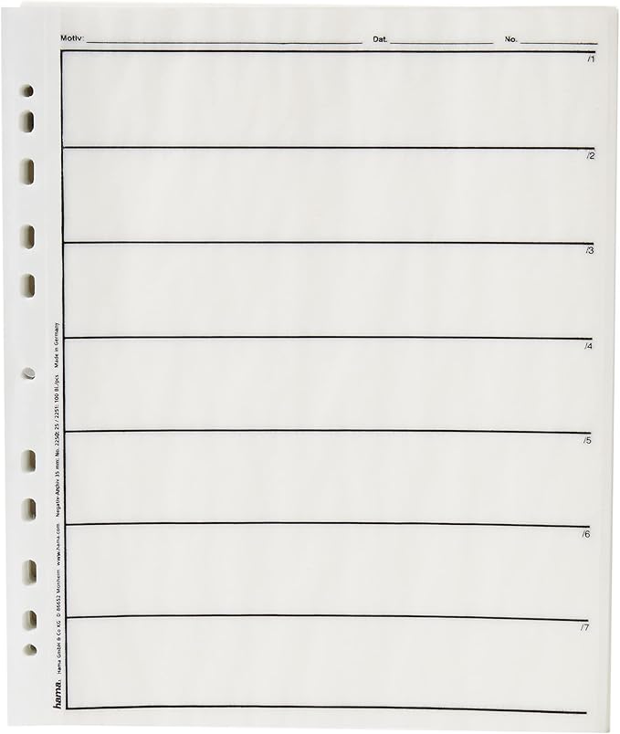 Hama 2251 24 x 36mm Negative File Sleeves and Glassine Matt 100 Sheets