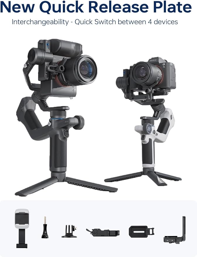FeiyuTech SCORP Mini 2 Kit White[Official] All-in-One Camera Stabilizer 3-Axis Handheld Gimbal for Mirrorless&DSLR Camera fits Sony A7III Canon R6 Fujifilm GoPro,Smartphone,AI Track, Max 2.65lb