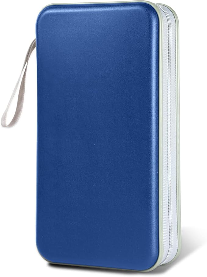 CD/DVD Cases Holder, 100 Capacity DVD Case Plastic Wallet Booklet Portable Storage Organizer Binder for Car Home Office Travel (1P Blue)