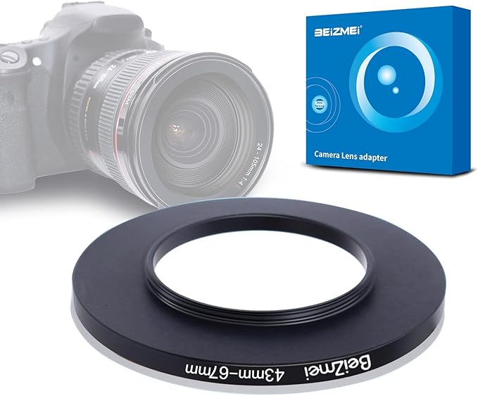 43mm to 67mm Camera Filters Ring,Filters Ring Compatiable All Brands Ø43mm Lens to Ø67mm UV ND CPL Camera Filter Accessory.Made of CNC