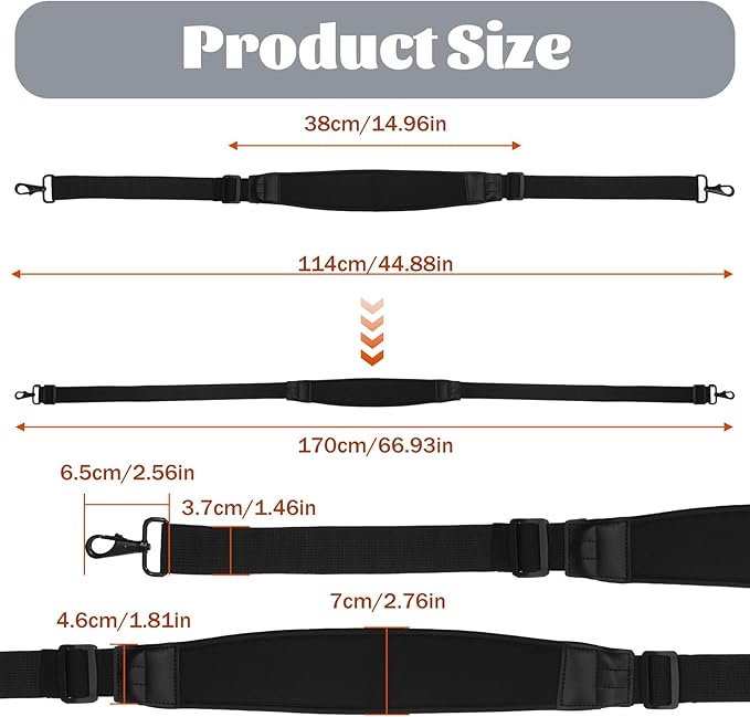 Shoulder Straps for Bag Thick Paddeds Bags Strap Padded Universal Shoulder Strap Single Padded Adjustable Straps Reduce Shoulders Pressure for Briefcase Laptop Duffle Gym Bag Purses Luggage