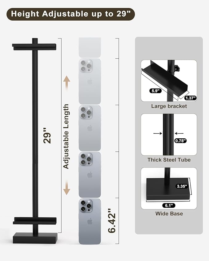 Adjustable Tabletop Easel Stand, Picture Easels for Display Up to 29" H, Metal Picture Frame Holder Stand Table for Art, Photo (Black)
