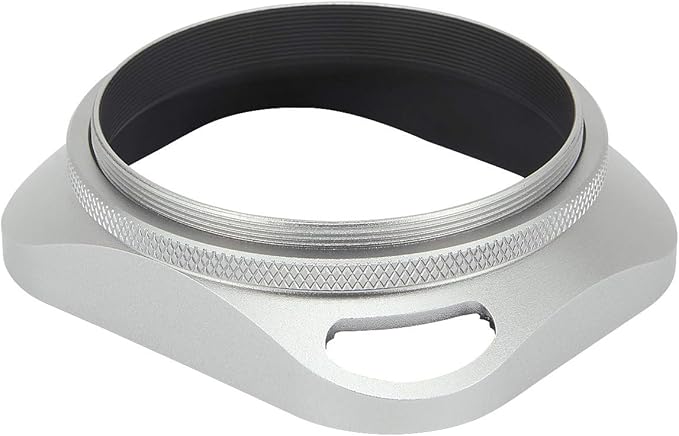 Haoge LH-W58P 58mm Square Metal Screw-in Lens Hood Hollow Out Designed with Cap for Leica Rangefinder Camera with 58mm E58 Filter Thread Lens Silver