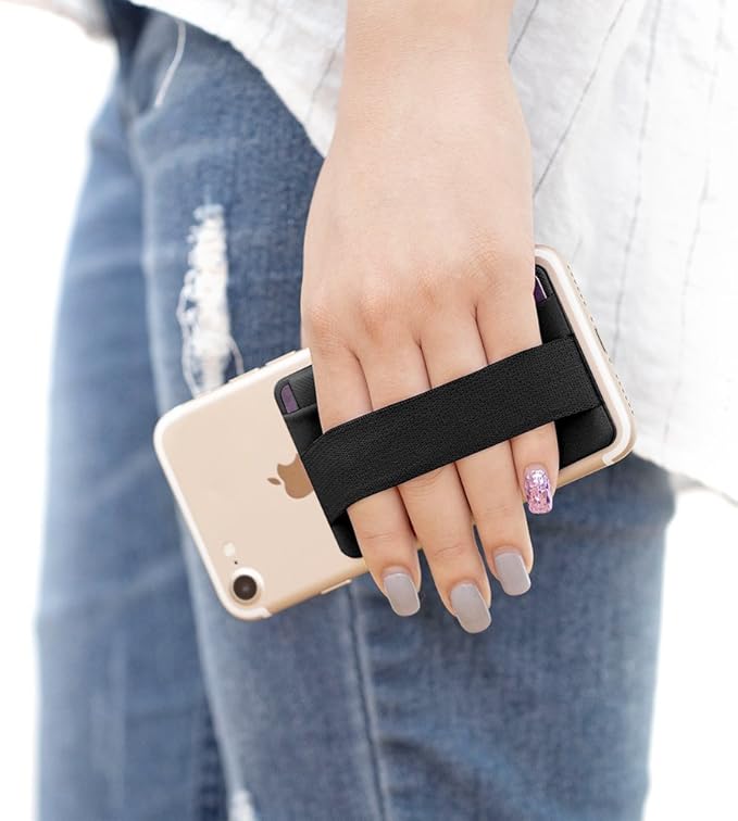 Sinjimoru Phone Grip Card Holder with Flap, Adhesive Card Holder, Finger Strap for Phone, Sinji Pouch B-Flap