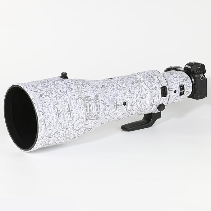 CHASING BIRDS Lens Camouflage Waterproof Coat for Nikon Z 600mm f/4 TC VR S Rainproof Lens Protective Cover Version IV (Electric White, with Z 2X)