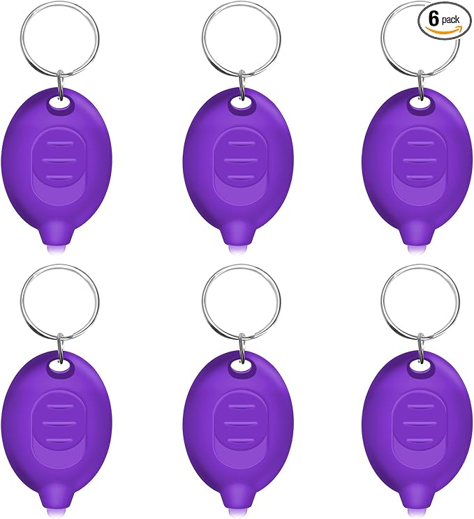 Mini UV LED Keychain Flashlight, Compact 395nm Blacklight, Portable Pocket UV Flashlight for Detecting Stains, Scorpions, and Fluorescent Elements - 6 Pack
