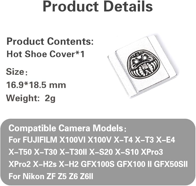 Camera hot Shoe Cover for Nikon z9 z8 z7 z50 z30 zf d3500 d810 for Fuji X100VI X100V X-M5 X-E5 X-T30 (Lucky)