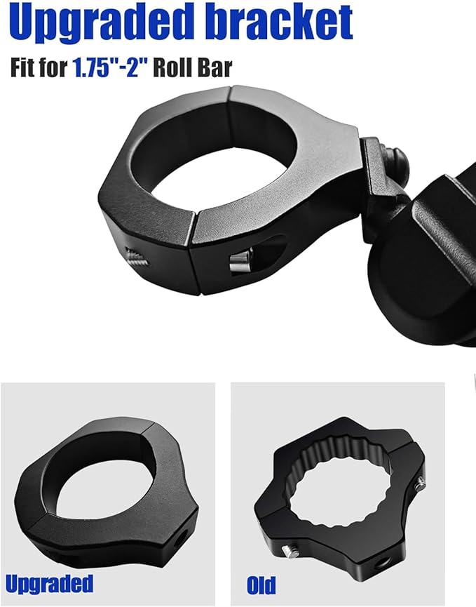UTV Phone Mount for 1.75"-2" Roll Bar, 360°Rotation UTV Phone Holder with 8 Claws, Aluminum Alloy Heavy Duty Smartphone Holder Hang on to 4.7"-7.1" Devices for Polaris RZR/Can Am X3