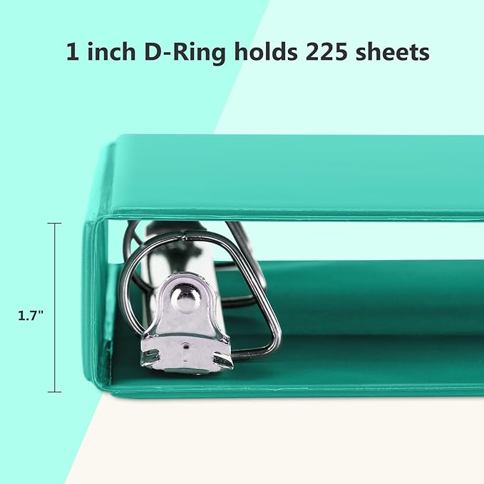 ViVin Sturdy 1 Inch D Ring Binders, 3 Ring Binders with 2 Pockets, Hold 225 Sheets of US Letter Size Paper for Office,Home,School, 12 Pack (Assorted)