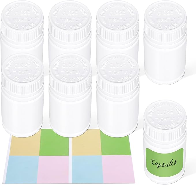 UMETASS 8 Packs 120cc Child-Proof Plastic Pill Bottle, Empty Medicine Bottle with Child-Resistant Cap, Food Grade Container for Chemicals, Liquids, Powders, and Candy