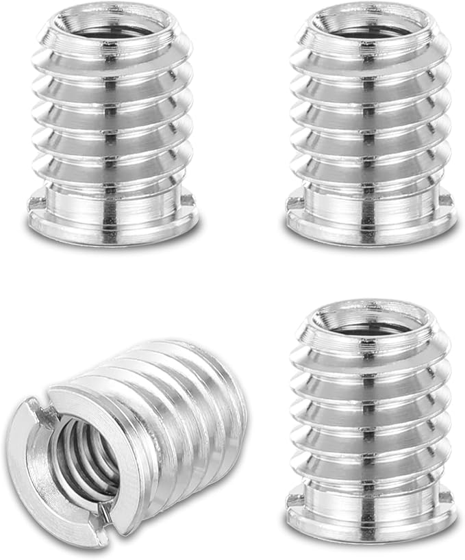 4 PCS 1/4 to 3/8 Adapter, 1/4 Female to 3/8 Male Adapter Tripod Thread Adapters 12 Mm Height Reducer Bushing Convert Screw Adapters for Camera Dslr Slr Monopod Tripod Ballhead Stand and Video Light