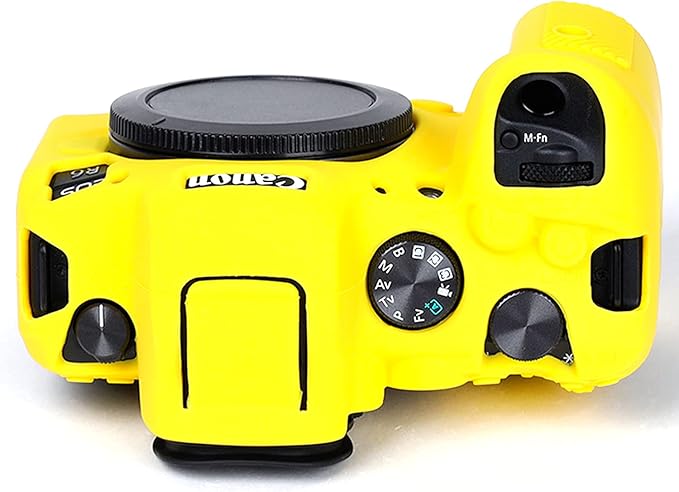 Professional Secure Silicone Camera Case Cover Housing Body Skin for Canon EOS R6 Full-Frame Mirrorless Camera (Yellow)