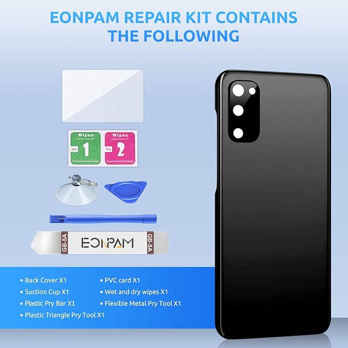 Back Glass Replacement for Samsung Galaxy S20 SM-G980 G981 Back Cover Rear Housing with Camera Lens + Repair Tool Kit Genuine Rear Glass (Blue)
