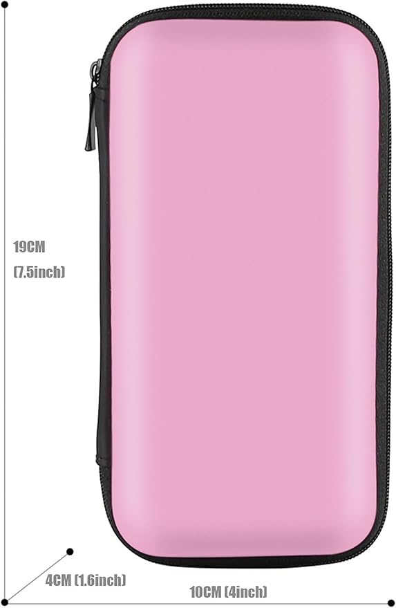 iMangoo Travel Essentials Electronics Organizer Charger Case Portable Dual Zipper Shockproof Pouch Tech Purse Cord Cable Pouches Power Bank Storage Accessories Bag for Women Men,6.5x3.2x1 Pink