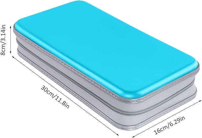 CD Case Holder, 80 Capacity CD/DVD Case Holders Wallet Hard Plastic CD DVD Disc Cases Storage Binder for Car Home Office Travel (Sky Blue)