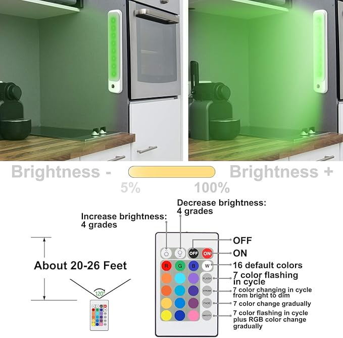 LUXSWAY LED Color Light Bar with Battery Operated,Dimmable Night Lighting, Stick On Light Bar Mulit-Color Changing for Closet,Stair,Shelf, Under Cabinet,DIY Effect