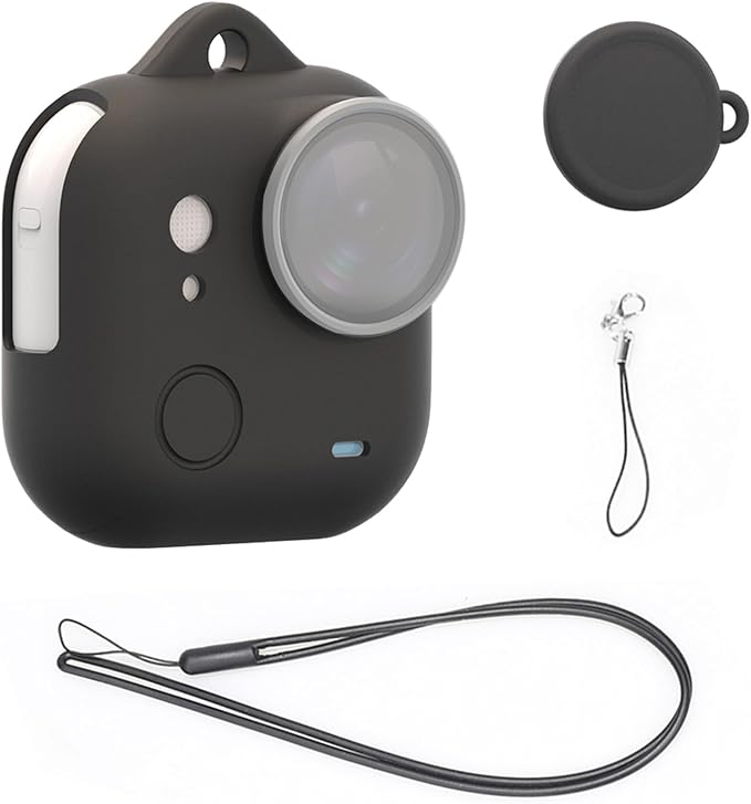 UicPuzo Full Body Silicone Case with Lens Cap & Lanyard for Insta360 GO Ultra, Anti-Scratch Protective Skin Cover, Non-Slip Grip & Shockproof Design (Black)