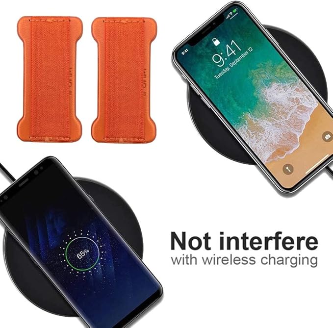 Finger Strap Phone Holder - Ultra Thin Anti-Slip Universal Cell Phone Grips Band Holder for Back of Phone -2Pack（Orange）