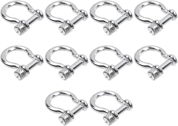 Semetall Screw Pin Anchor Shackle,10 PCS D Ring Shackle for Rigging, Lifting, Tow Strap, and Steel Wire Rope(15mm or 3/8")
