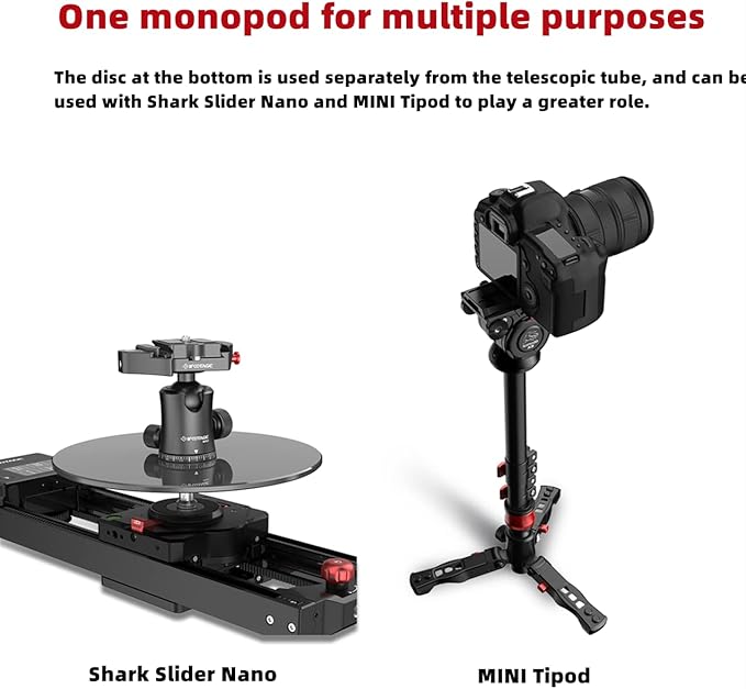 IFOOTAGE Cobra RB-A300,Round Base Monopod,Professional Camera Aluminium Monopod with Quick Adjustment Height Buckle,Compatibility DSLR Cameras Camcorders(151cm/59.44Inc)