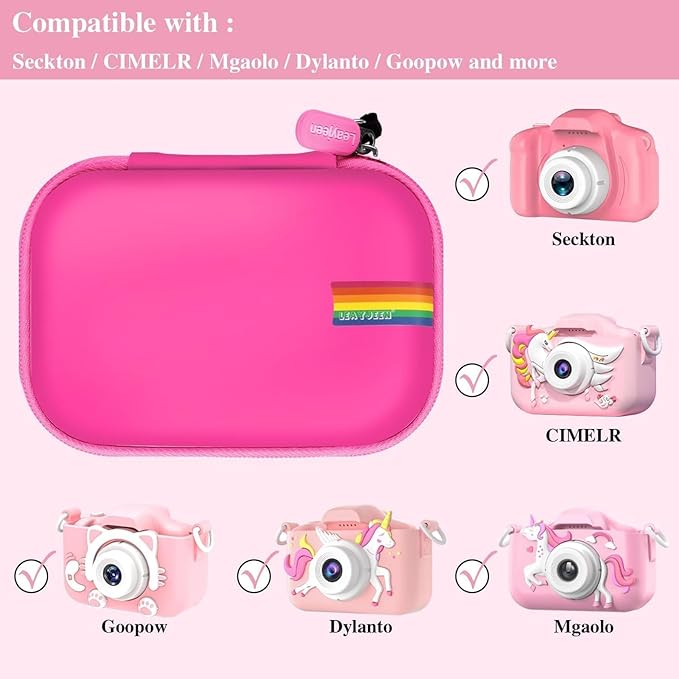 Leayjeen Kids Camera Case Compatible with Seckton/GKTZ/OZMI/PROGRACE/Dylanto/Rindol/VATENIC/Nine Cube/hyleton and More Kid Digital Camera Toys Gifts and Accessories (Case Only)
