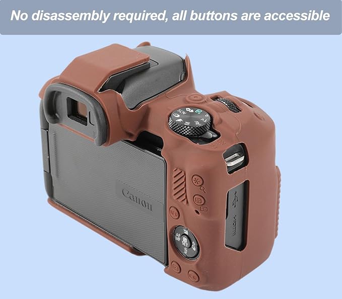 Pocoukate Case for Canon EOS R50 Camera, Soft Silicone Protective Cover Skin with EOS R50 Screen Protector Accessories for Canon EOS R50 Mirrorless Camera Silicone Case - Coffee
