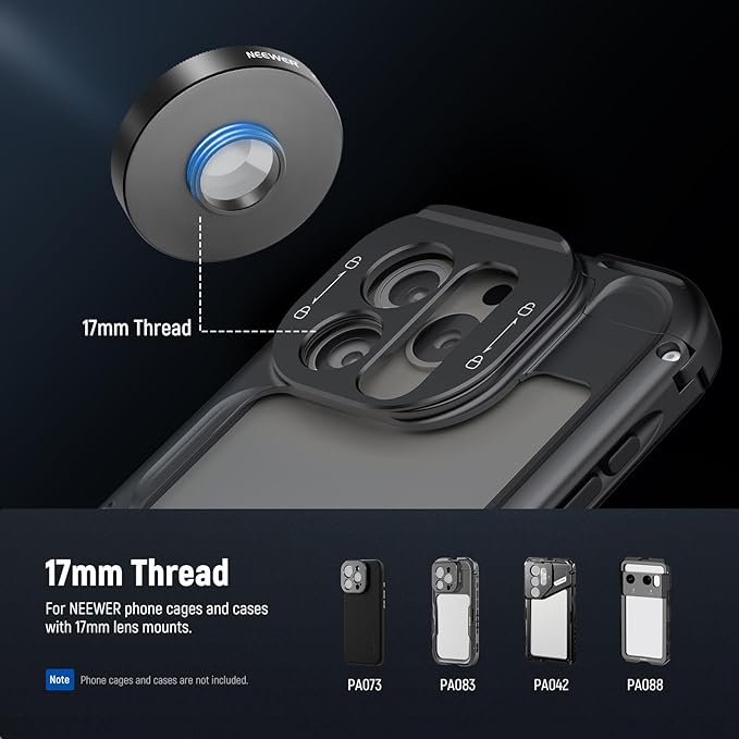 NEEWER 37mm Spiral Halo Prism Filter with Phone Clip, K9 Crystal Glass Effect Filter, Phone Camera Lens Accessories for 17mm Threaded Backplate Cage Case Compatible with iPhone Samsung Android, FL-100