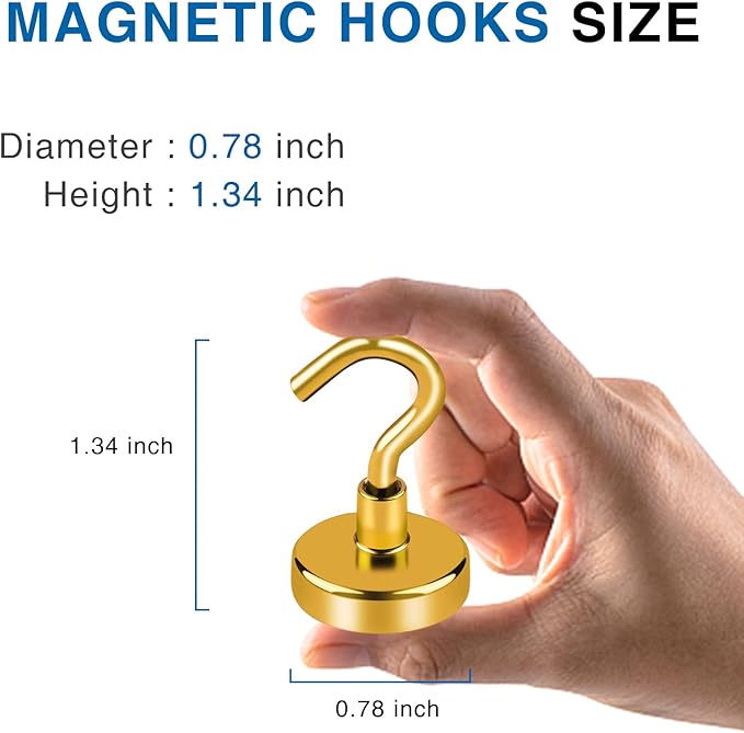LOVIMAG Cruise Essentials Must Haves, 50Lbs Yellow Magnets, Strong Magnetic Hooks for Hanging, 6 Pack