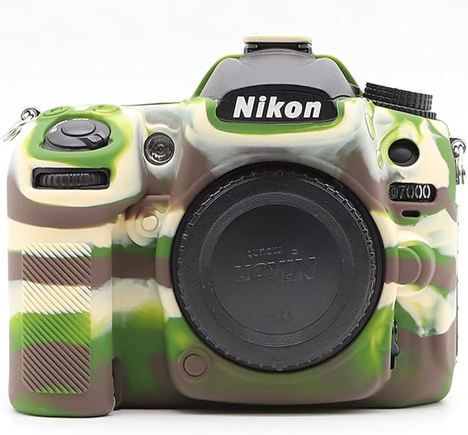 Professional Secure Silicone Camera Cases Bag Housing Rubber Body Skin for Nikon D7000 Digital SLR Camera Protective Case (Army Green)