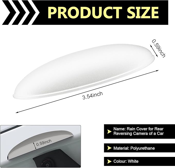 Car Rear View Camera Anti-Rain Cover, ABS Reversing Camera Protection Modification Accessory, Non-Destructive Installation Protective Cover, Universal for Most Cars (White)