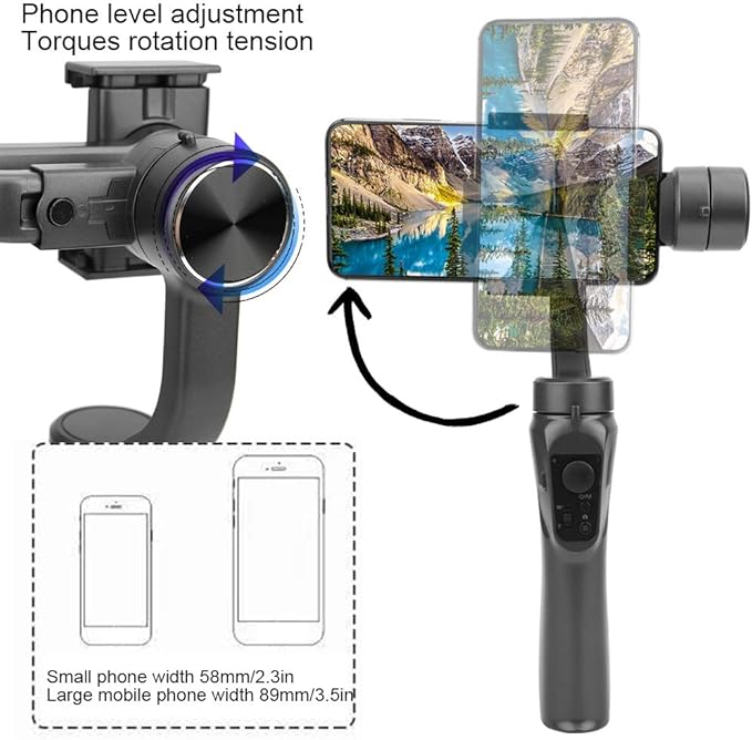Asixxsix Face Recognition 3‑Axis Stabilizer, 3‑Axis Phone Stabilizer, Panoramic Mode Smart Tracks for Streaming Media
