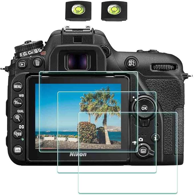 Screen Protector Appliable for Nikon D7500 Camera with Hot Shoe Cover, 0.3mm 9H Hardness Tempered Glass Flim, Anti-Scrach Anti-Fingerprint Anti-Bubble Anti-Water Anti-Dust [3 Pack]