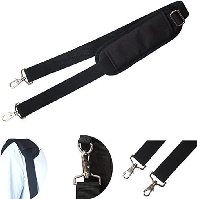 JAKAGO 59" Replacement Wide Shoulder Strap, Adjustable Bag/Purse Shoulder Belt Strap with Clip Hooks and Comfortable Non-Slip Pad for Briefcase/Duffel/Camera/Laptop Case(black)