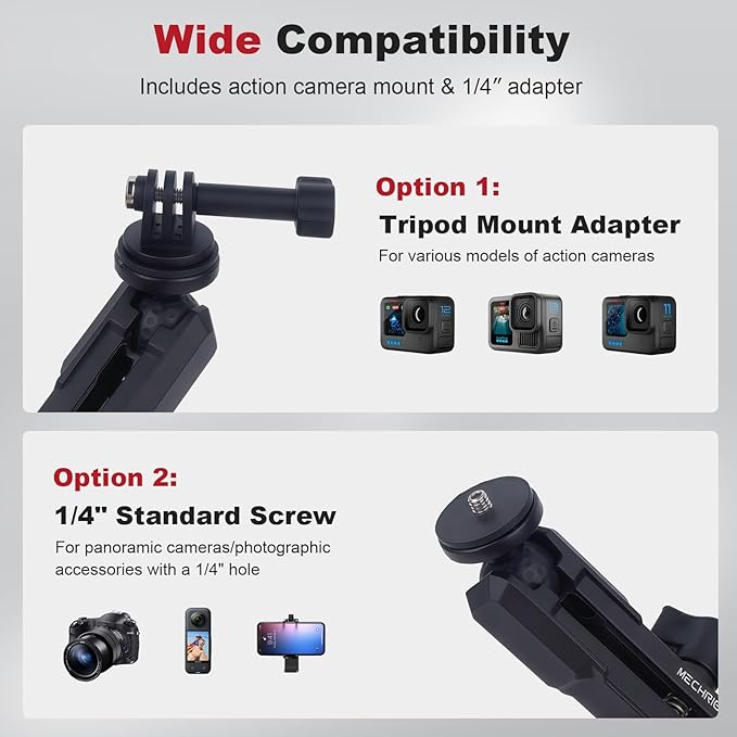 Super Clamp with Dual Ballhead Magic Arm, Aluminum Camera Clamp Mount Kit for GoPrO/Pocket 3 /lnsta360 X5 X4 /DSLR/Monitor/Video Light/Desk/Microphone/Handlebar-360°Rotating & 1/4”Screw, JC029