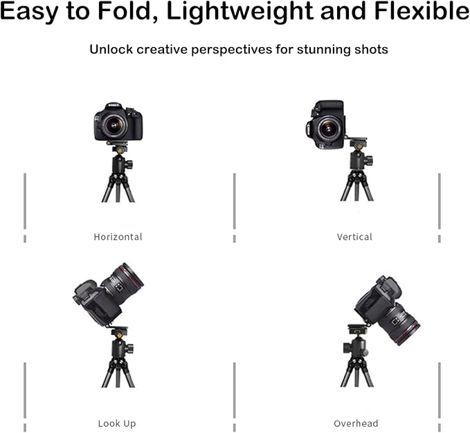 Foldable Camera L Bracket,Tripod Quick Release Plate, Aluminum Vertical Horizontal Switching Mount with Arca Swiss 1/4" & 3/8" Threaded for DSLR Mirrorless Camera Stabilizer Monopod Tripod Gimbal