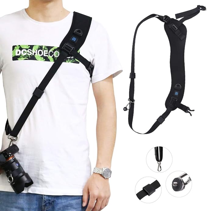 PULUZ Camera Shoulder Strap with Quick Release and Anti-Slip Soft Pad, Adjustable Camera Sling Strap for Photographers
