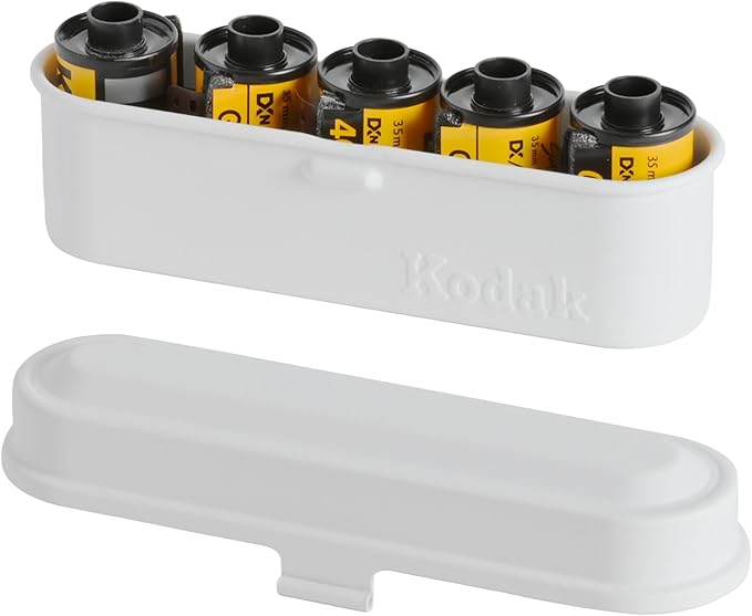 KODAK Film Case - for 5 Rolls of 35mm Films - Compact, Retro Steel Case to Sort and Safeguard Film Rolls (White) (Film is not Included)