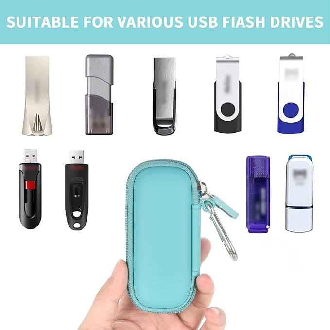 USB Flash Drive Case, SD Card Holder Compatible with Thumb Drive, Memory Cards, SDXC SDHC Storage Bag, Electronic Accessories Organizer for SanDisk for Samsung for Inland (Mint)